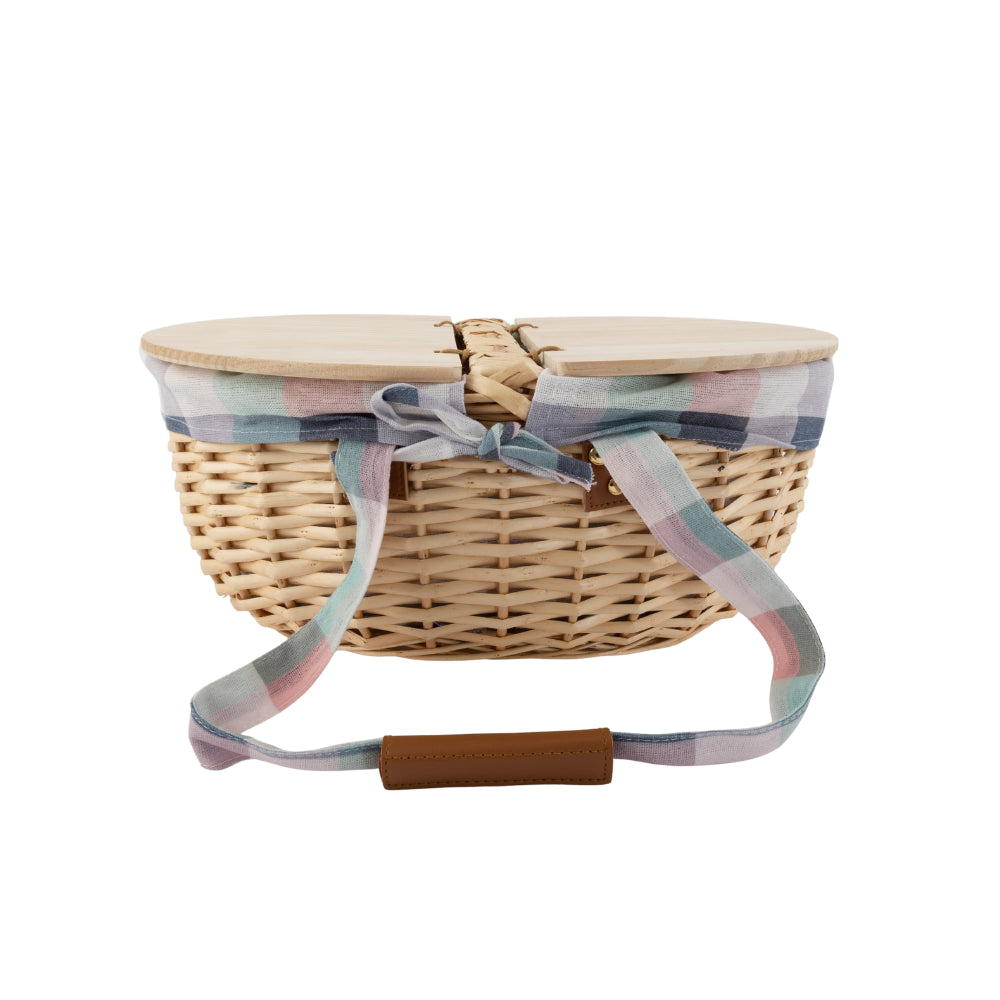 Honeydew Wicker Picnic Basket - MULTI GINGHAM