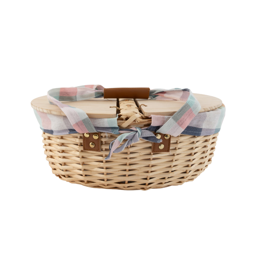 Honeydew Wicker Picnic Basket - MULTI GINGHAM