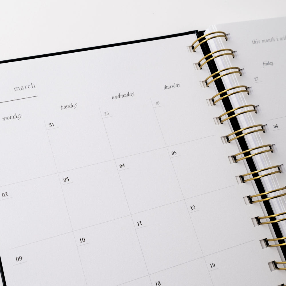 2026 A5 Weekly Spiral Diary - Navy Blooms