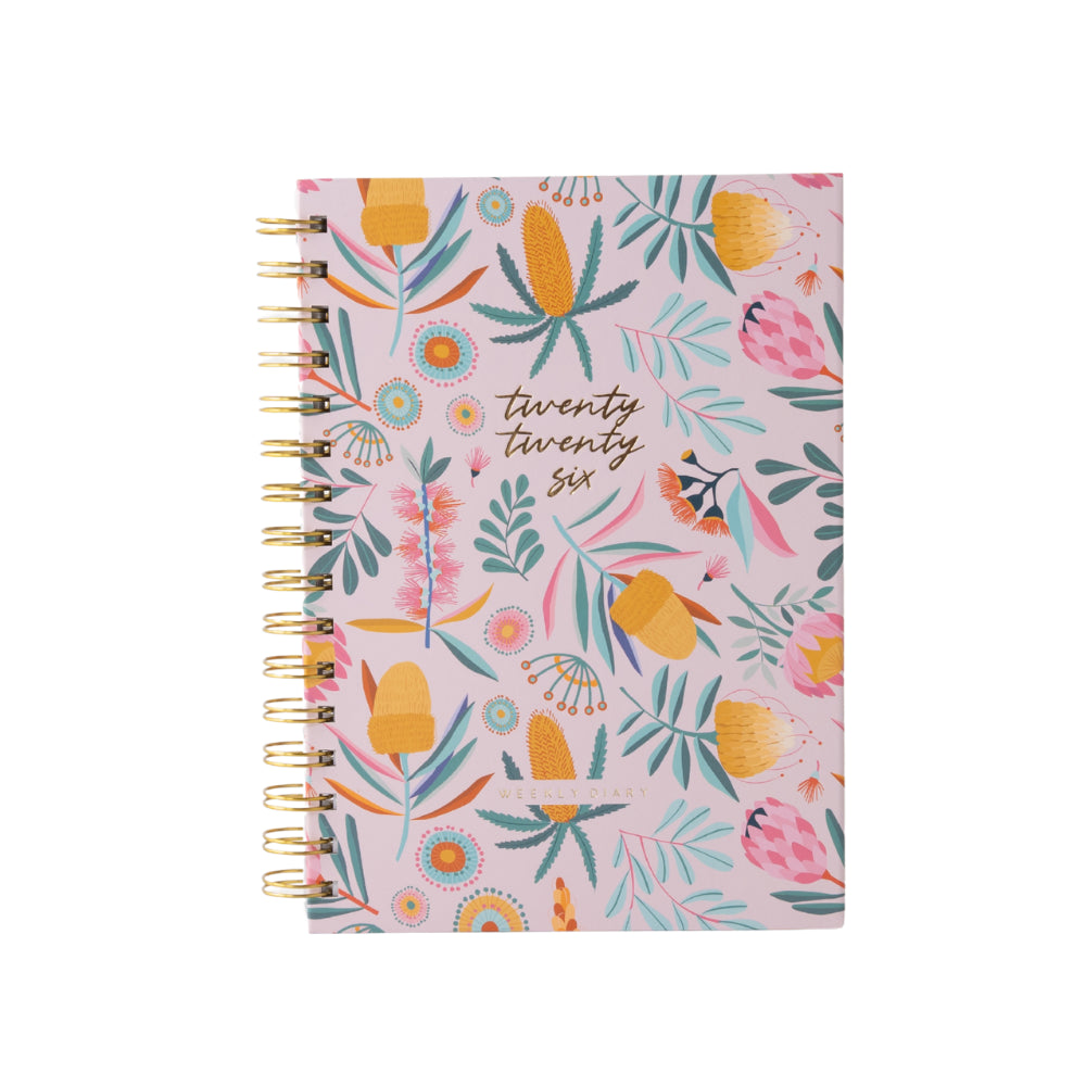 2026 A5 Weekly Spiral Diary - Bright Flora