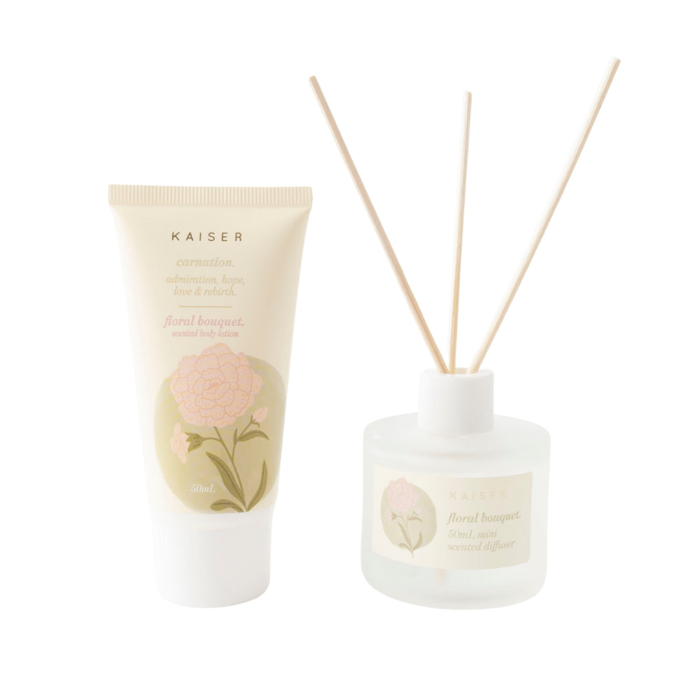 Flower Beauty Diffuser & Body Lotion Set Mini Birth Flower - CARNATION