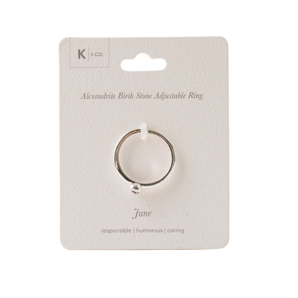 K&CO. Birthstone Adjustable Ring - JUNE