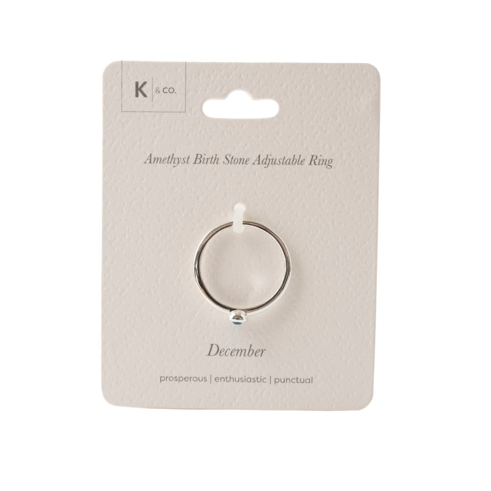 K&CO. Birthstone Adjustable Ring - DECEMBER