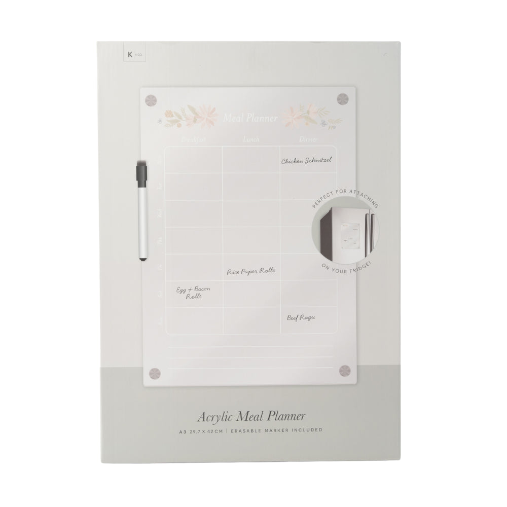 A3 Acrylic Weekly/Family Fridge Meal Planner