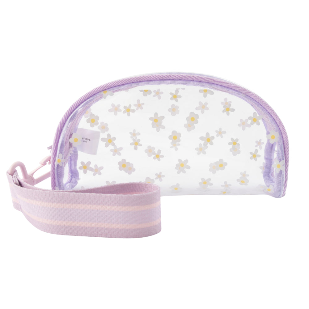 Gelato Series Clear Toiletries Dome Pouch -  PURPLE FLOWER
