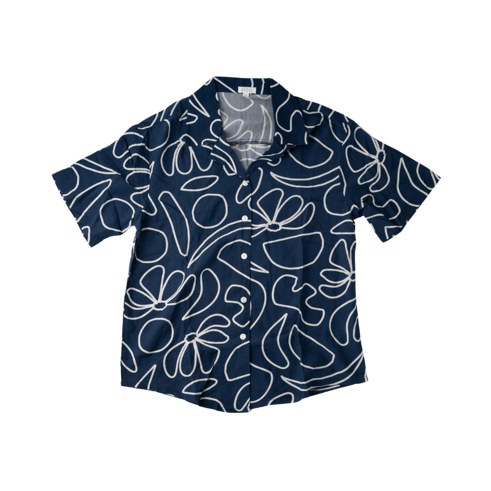 Soleil Series  Summer Shirt Size S - COBALT ABSTRACT