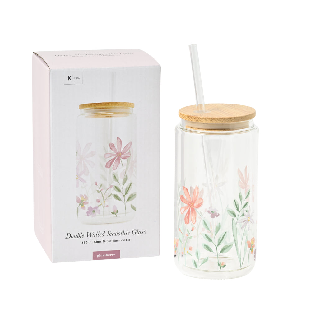 Plumberry Series Printed Glass Smoothie Cup