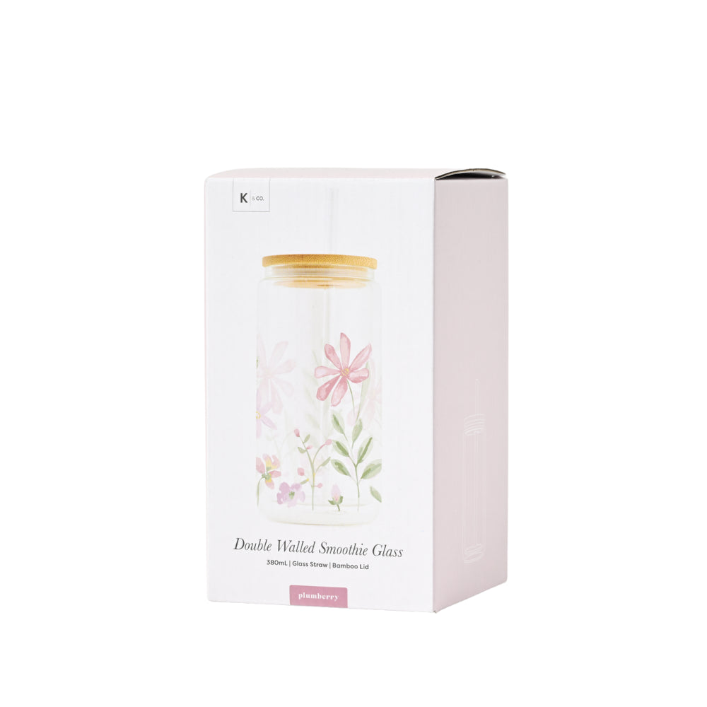 Plumberry Series Printed Glass Smoothie Cup