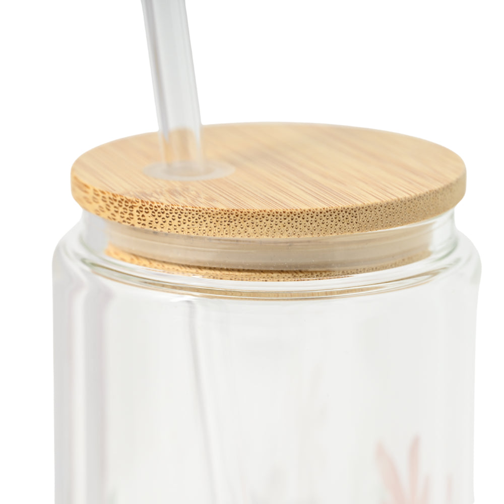Plumberry Series Printed Glass Smoothie Cup
