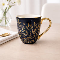 K&Co. Plumberry Series Porcelain Tea Mug  - ETCHED LEAVES