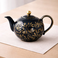 K&Co. Plumberry Series Porcelain Teapot  - ETCHED LEAVES