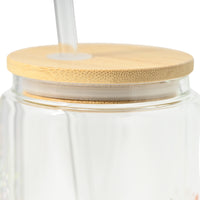 Blossoms Series  Printed Glass Smoothie Cup - DANCING BLOSSOMS