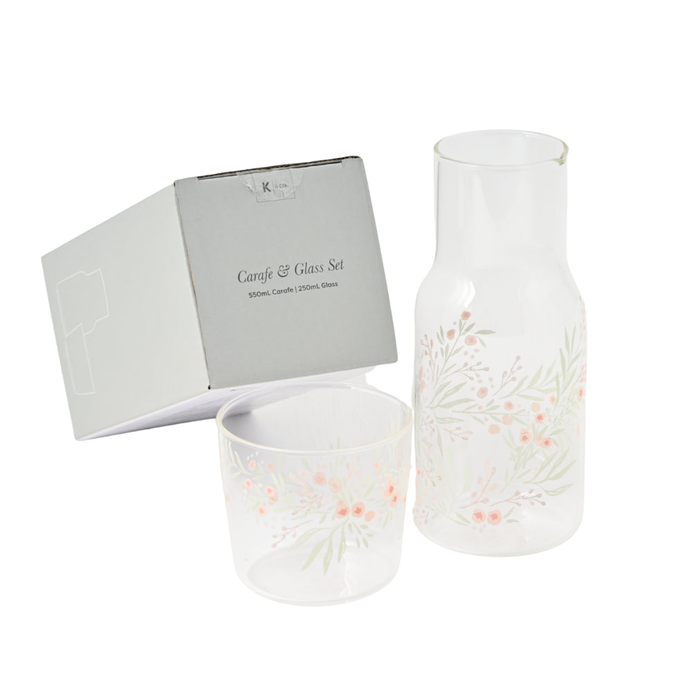 Blossoms Series  Printed Carafe with Glass - DANCING BLOSSOMS