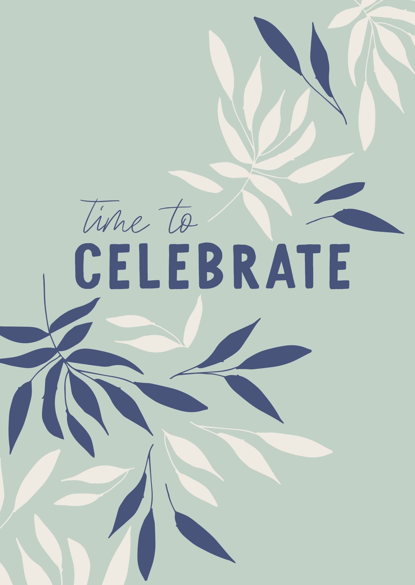 Greeting Card DAINTY BLUE - CELEBRATE LEAVES