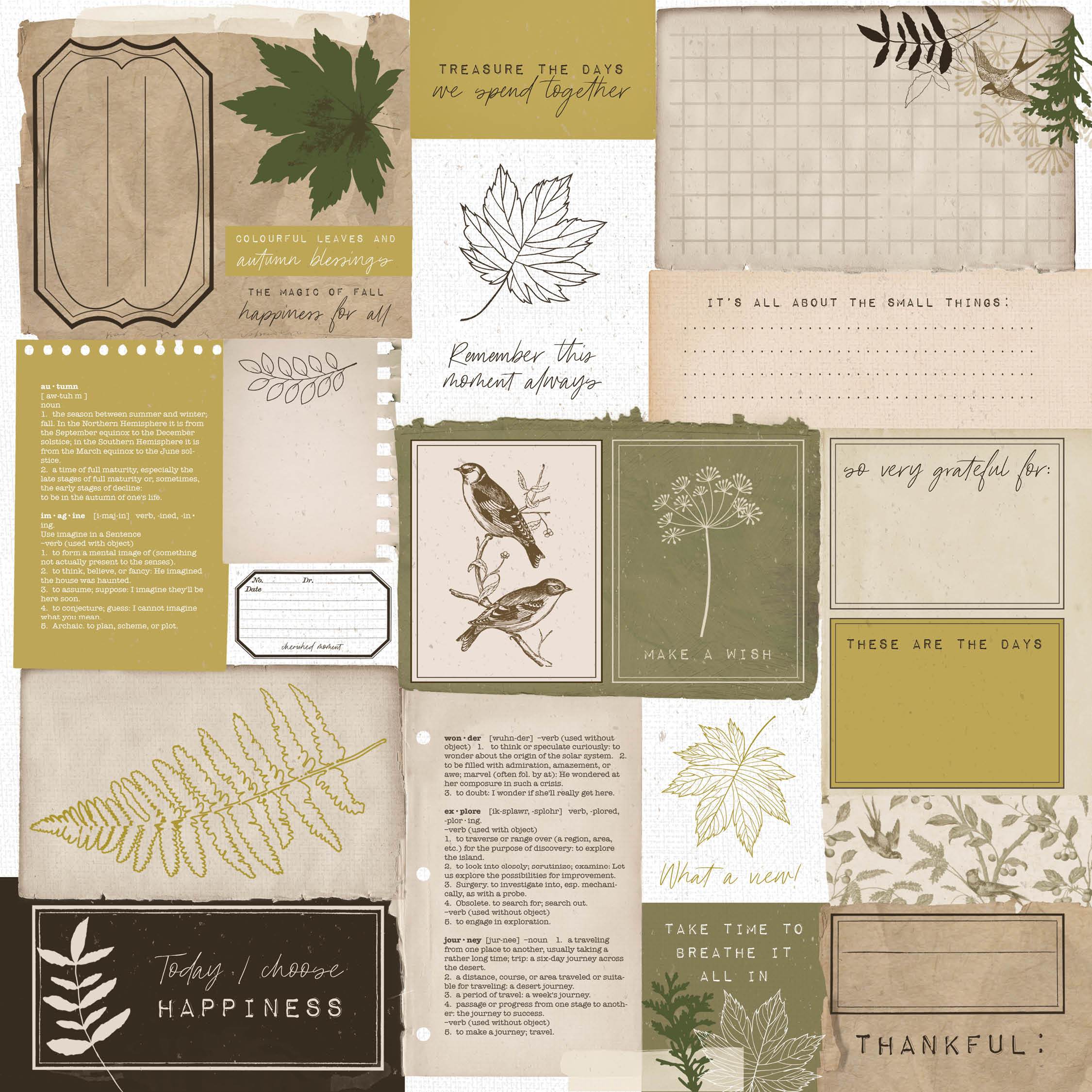 Fallen Leaves 12x12 Scrapbook Paper - Cosy Corner