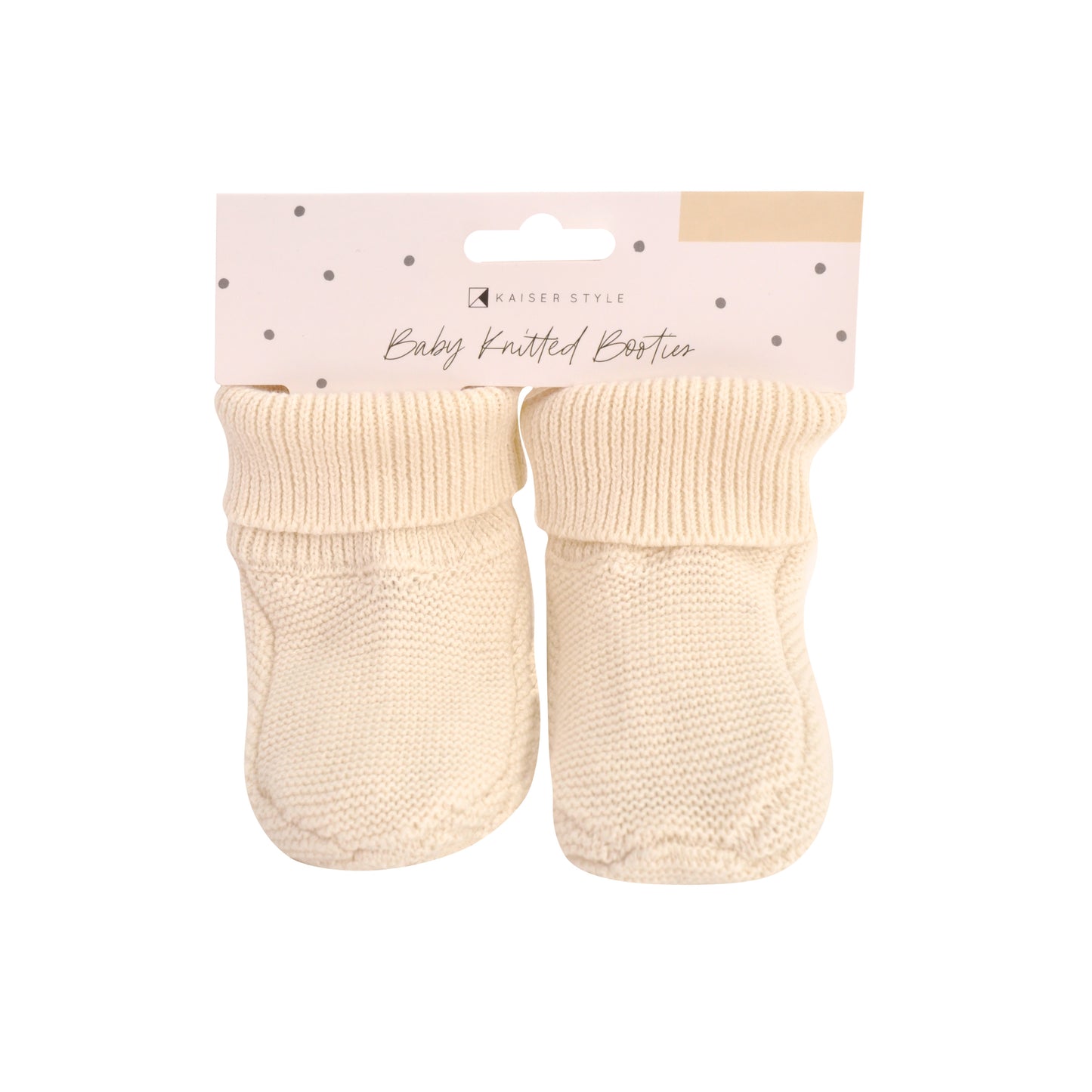 Baby Knitted Booties 6-12 Months - Cream