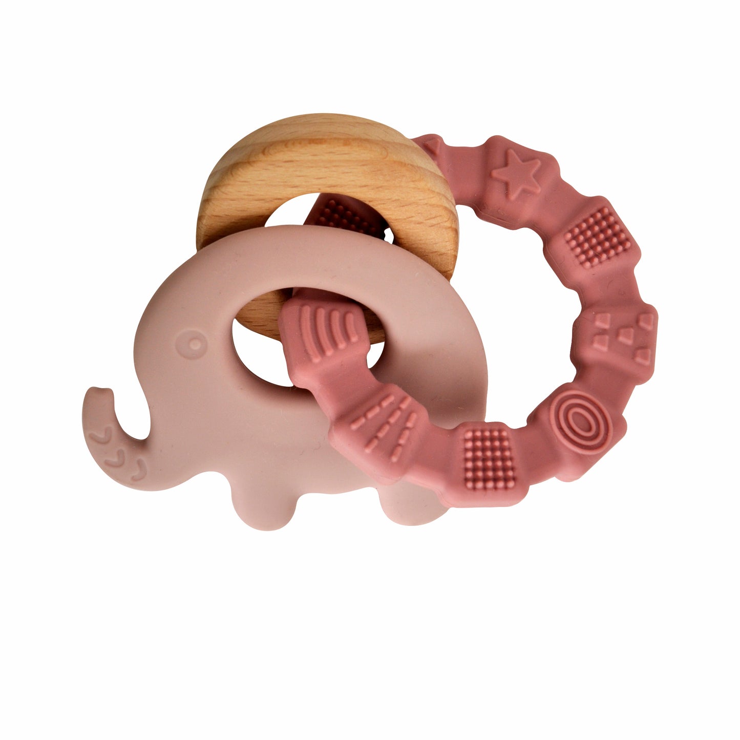 Baby Silicone Elephant Teething Ring - Pink