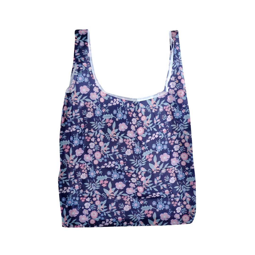 Large Reusable Tote - NAVY POSY
