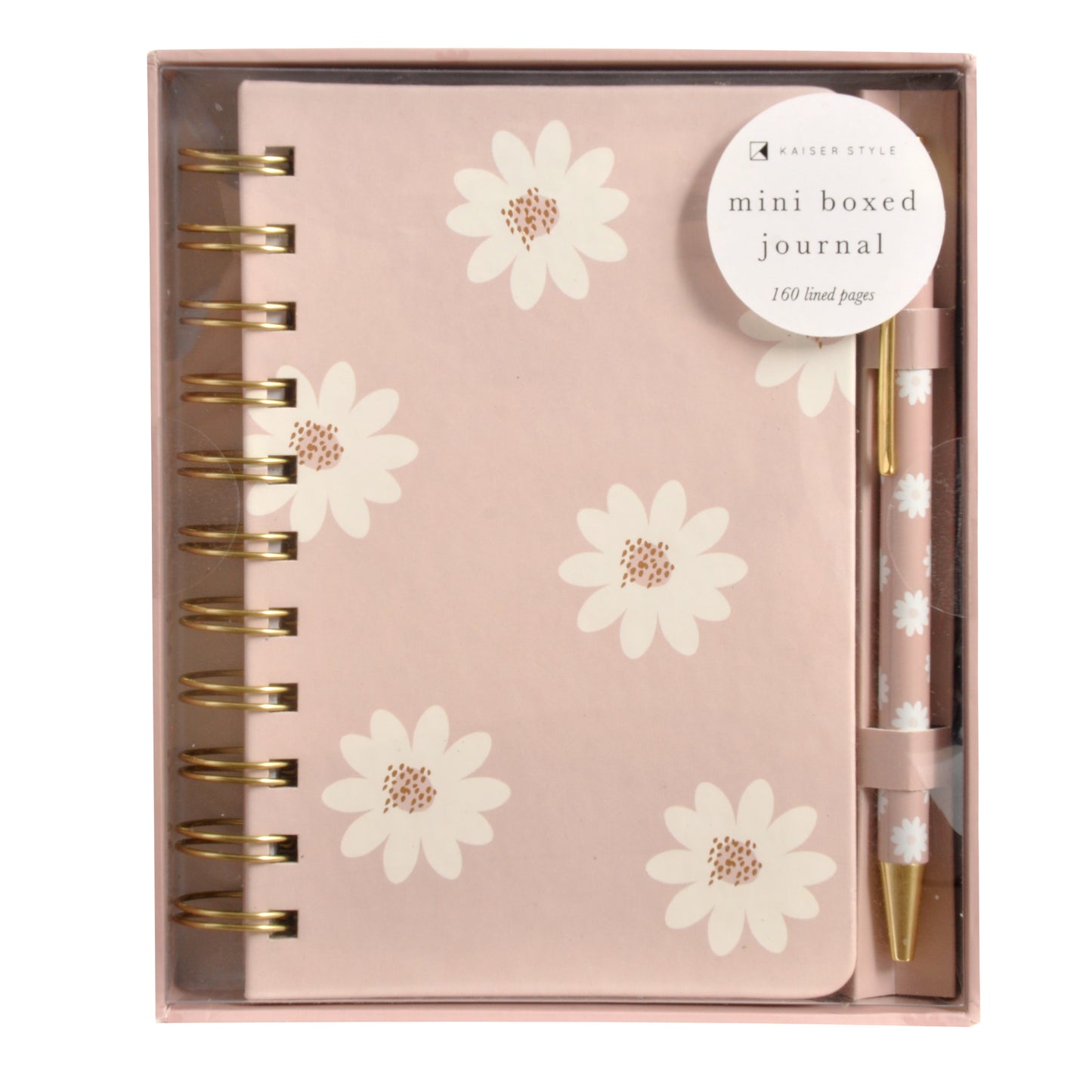 Mini Boxed Journal With Pen - Blush Daisy