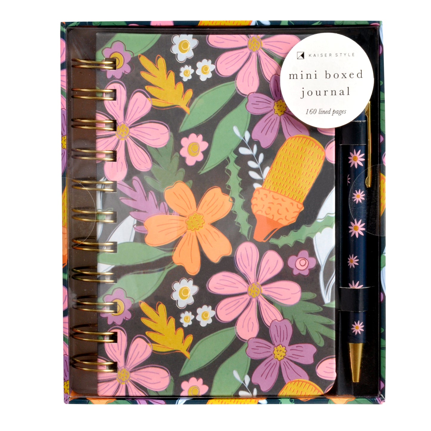 Mini Boxed Journal With Pen - Bright Bouquet