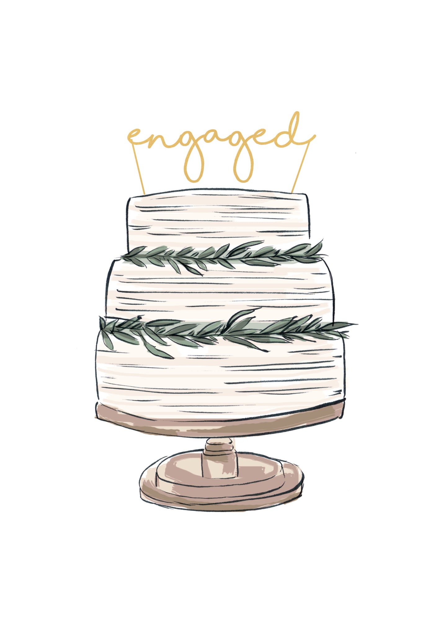 Greeting Card WEDDING - ENGAGED CAKE