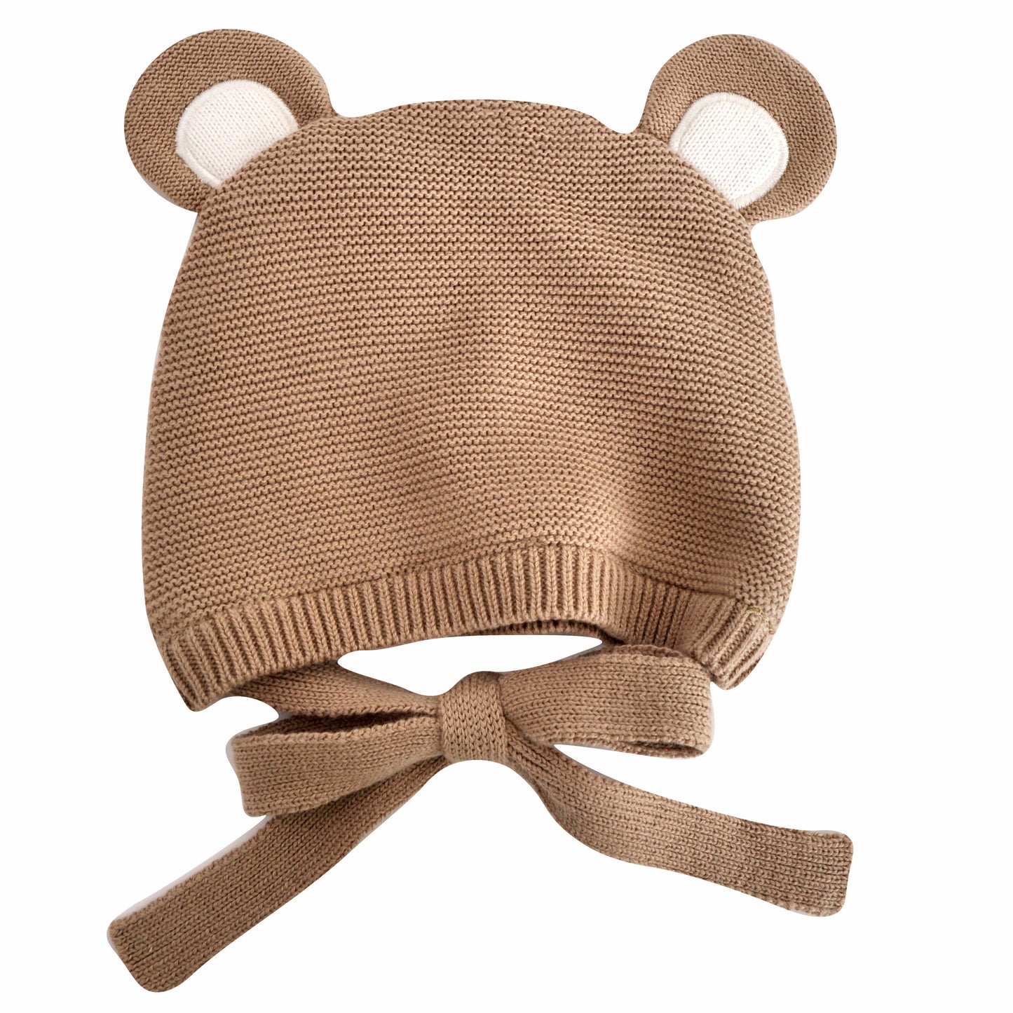 Baby Knitted Bonnet 6-12 Months - Natural Bear
